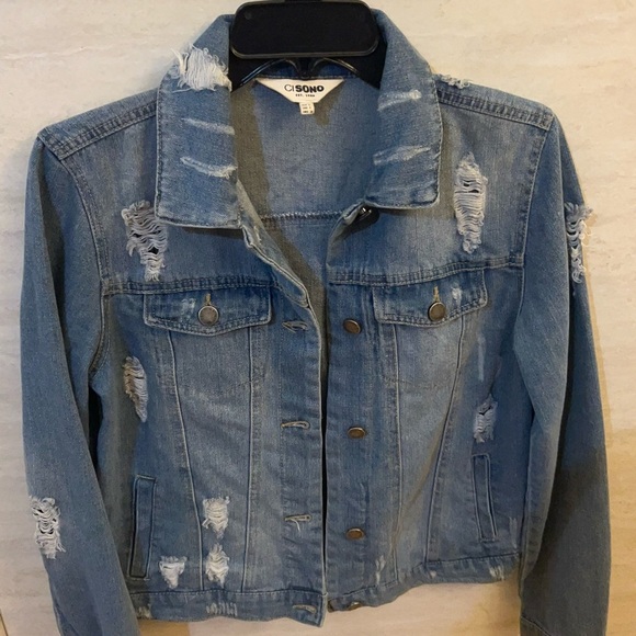 Ci Sono Distressed Jean Denim Jacket. - Picture 10 of 16